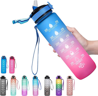 Motivational Sport Water Bottle, Leakproof Drinking Bottles, Outdoor Travel, Hiking, Cycling, 750 ml, 1000ml
