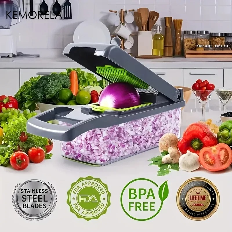 16 in 1 Multifunctional Vegetable Chopper Slicer Shredder with Basket Fruit Slicer Potato Shredder Carrot Grind Home Gadgets