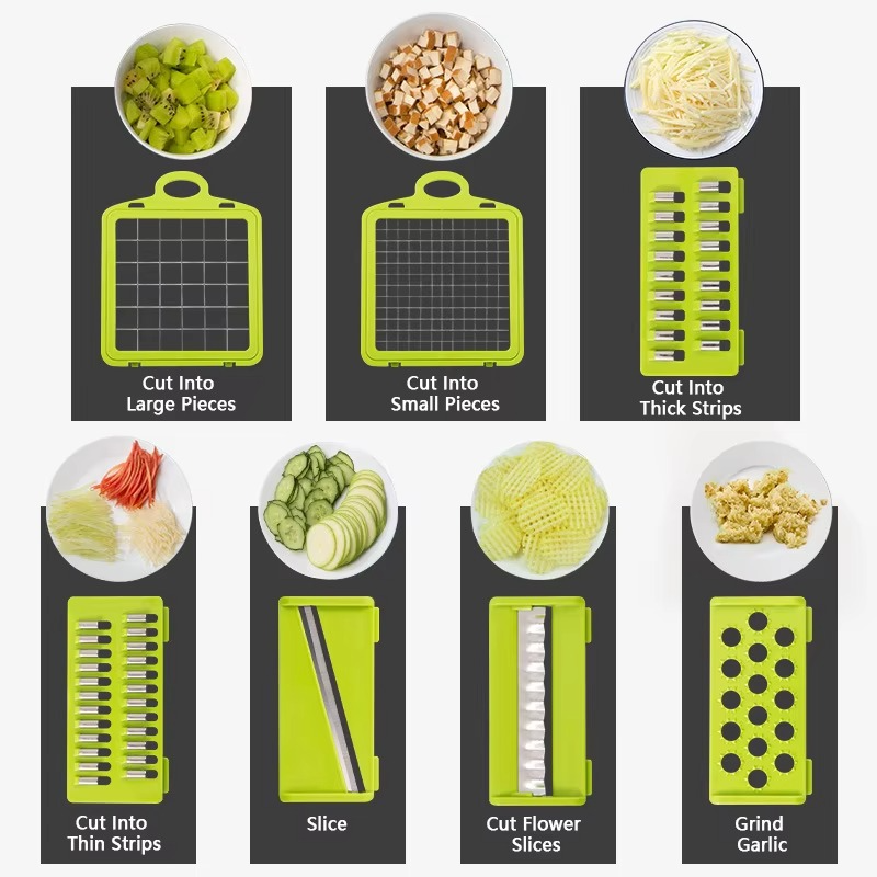 16 in 1 Multifunctional Vegetable Chopper Slicer Shredder with Basket Fruit Slicer Potato Shredder Carrot Grind Home Gadgets