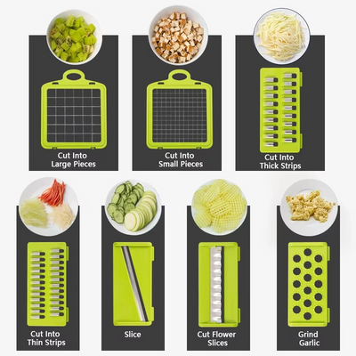 16 in 1 Multifunctional Vegetable Chopper Slicer Shredder with Basket Fruit Slicer Potato Shredder Carrot Grind Home Gadgets